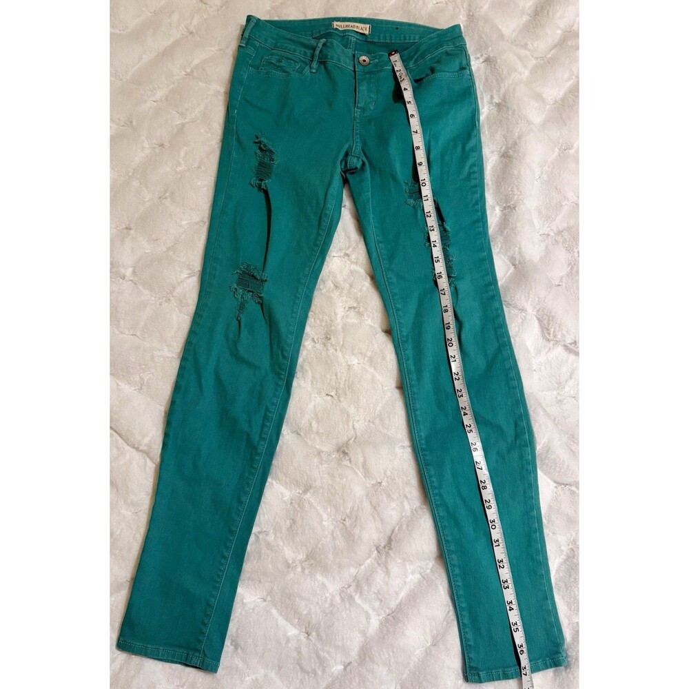 Bullhead Black Size 9 Women's Distressed Teal Stretch Skinny Jeans